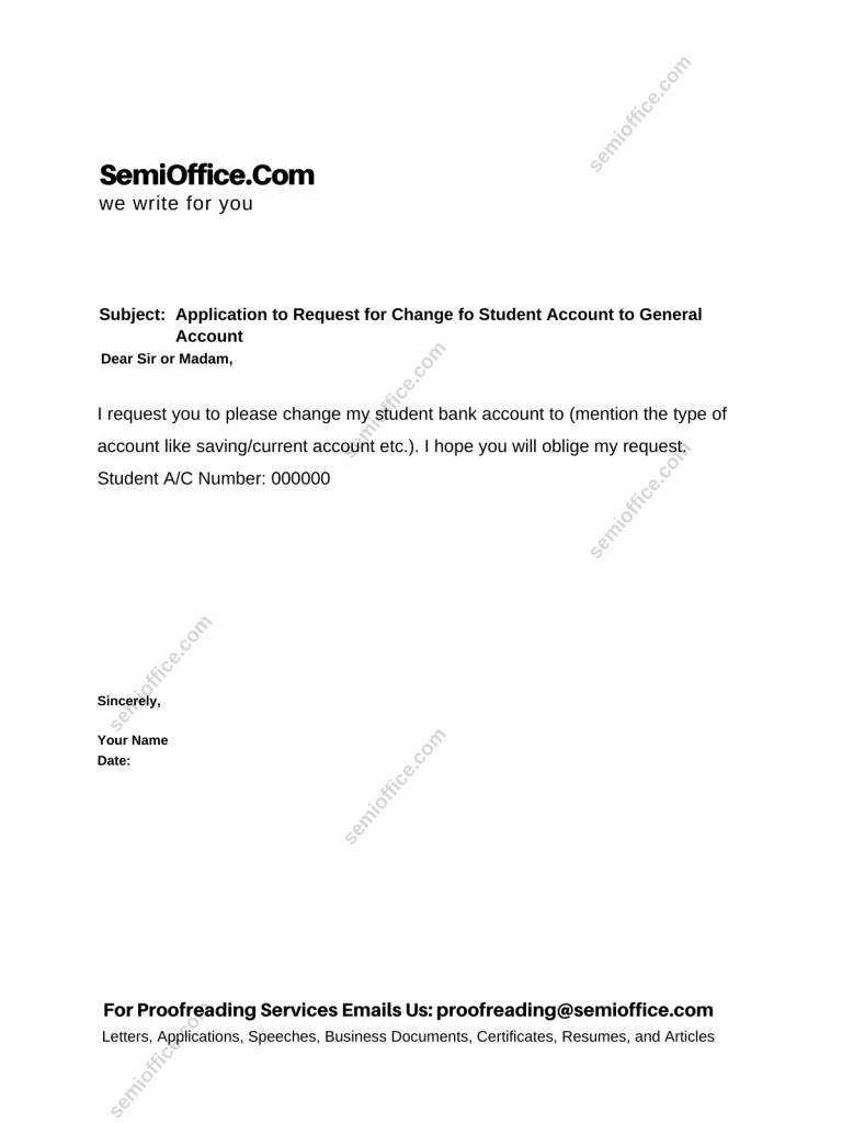 Application to Request for Change fo Student Account to General Account