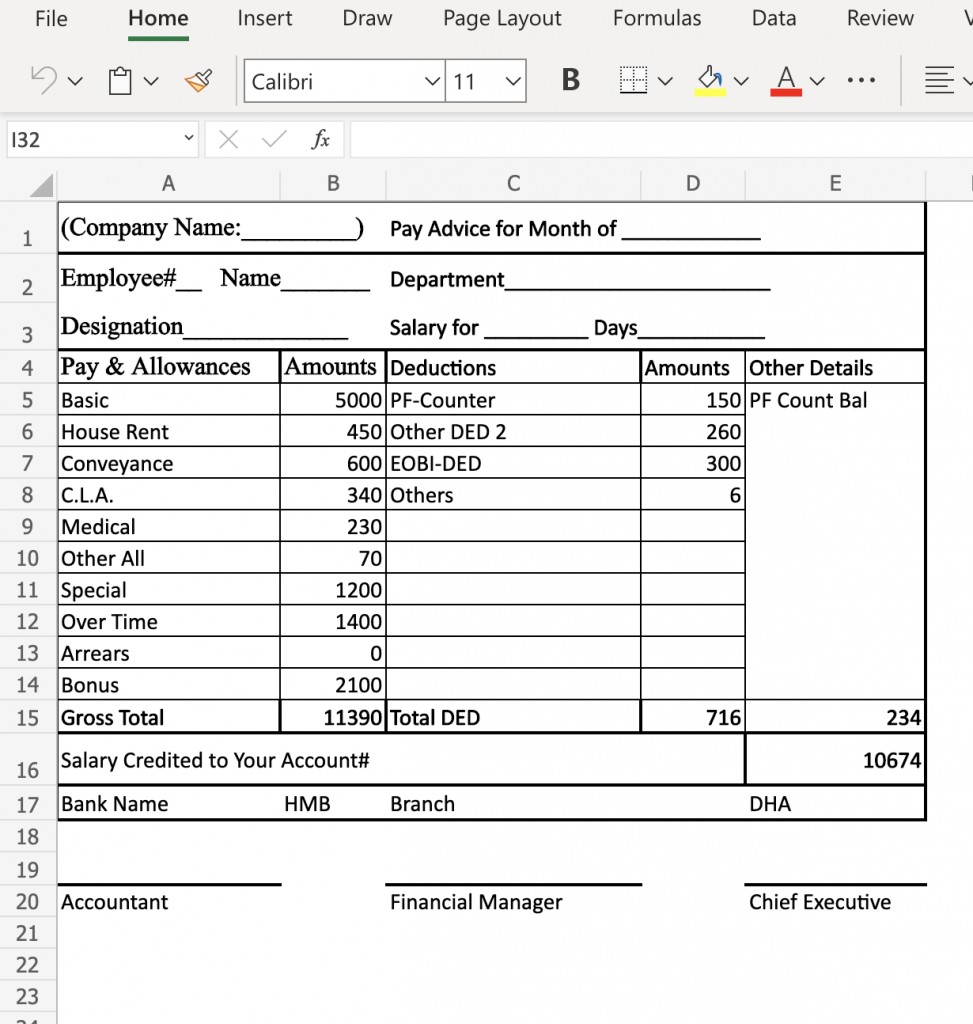 salary slip format for companies and employees available in excel for free download
