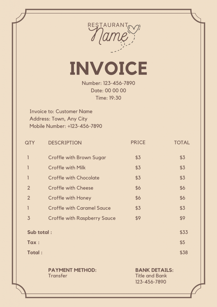 Hotel Bill Sample and Format