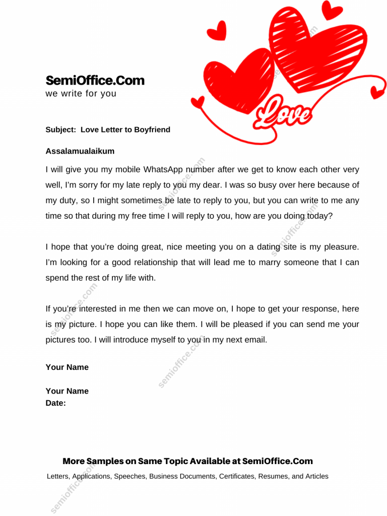 Love Letter to a Boy for Good Relationship and Marriage