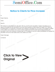 Rates Revision Sample Letter Format