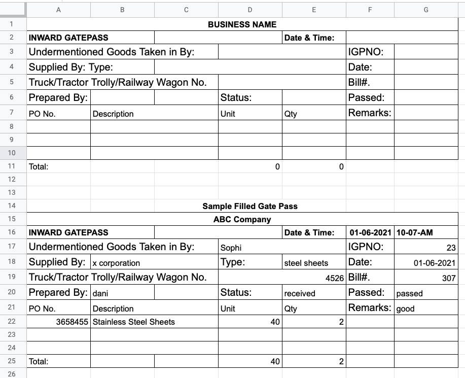 Sample gate pass format for ERP software of companies