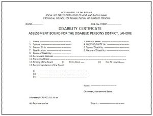 Disability Certificate Format